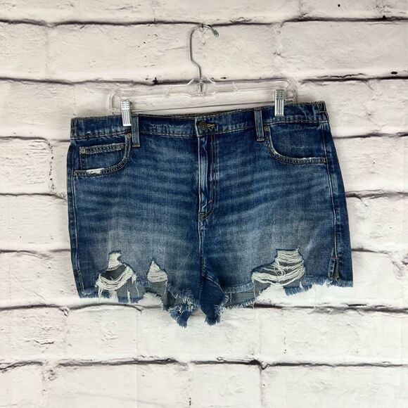 Aerie Women's XL Blue Distressed Denim Cut-Off Shorts Casual NWT - Picture 2 of 8
